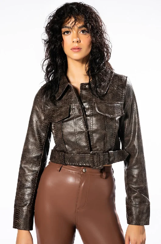 vegan women's coats (fur-free options)SOFT CROC MOTO JACKET