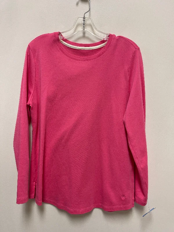 women's tops for those who want to add a bit of flair and personality to their looksTop Long Sleeve Basic By Isaac Mizrahi Live Qvc In Pink, Size: L