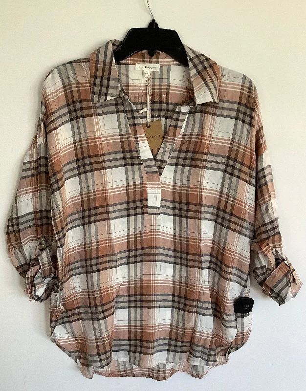 women's tops for summer festivalsTop Long Sleeve By Blu Pepper In Plaid Pattern, Size: M