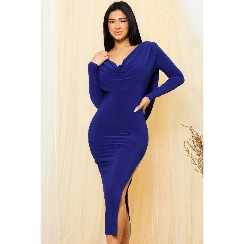 women's fair-trade dressesLow Cowl Neck And Back Midi Dress