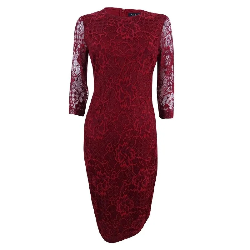 women's sleeveless dressesJessica Simpson Women's Lace Midi Sheath Dress