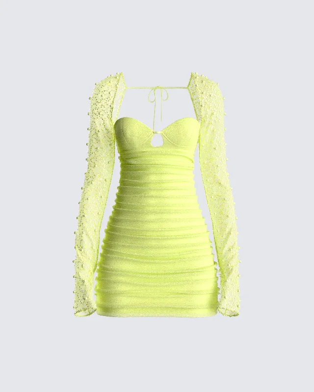 women's A-line dressesEloise Lime Green Mesh Mini Dress