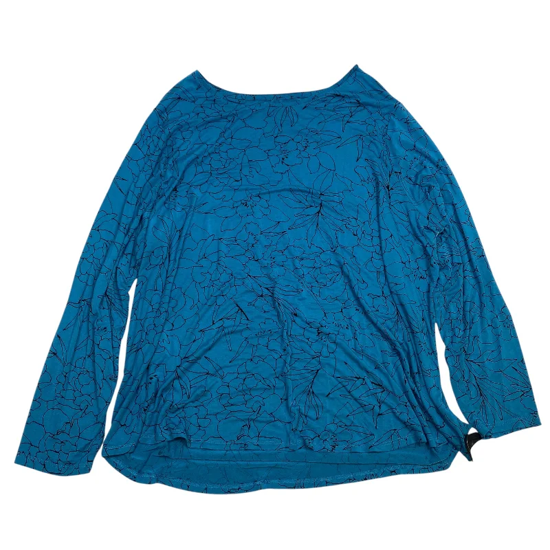 women's tops for cozy nights inTop Long Sleeve Basic By Apt 9 In Blue, Size: 3x