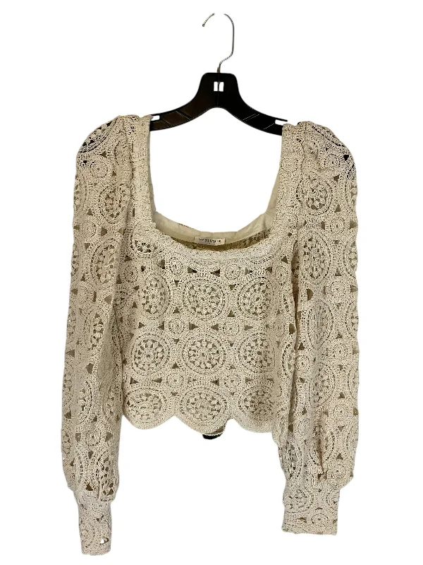 women's tops in solid colorsTop Long Sleeve By Vestique In Cream, Size: S