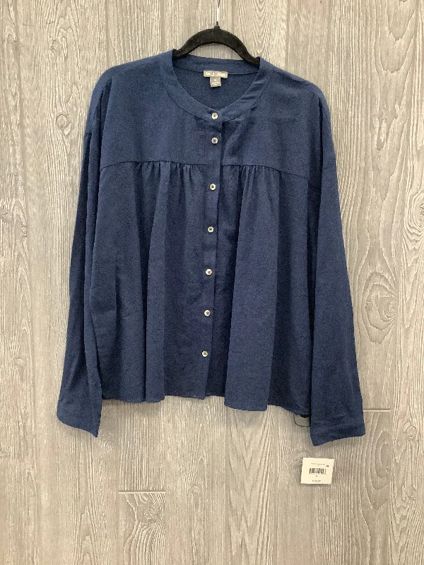 women's tops for those who want to stay updated with the latest fashion trendsTop Long Sleeve By Falls Creek In Navy, Size: Xl