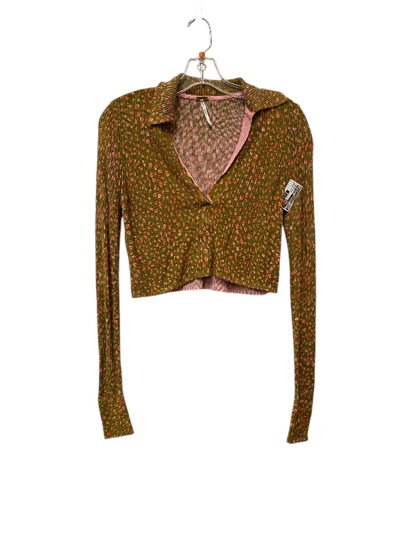 cozy women's tops for fall and winterTop Long Sleeve By Free People In Green & Pink, Size: S