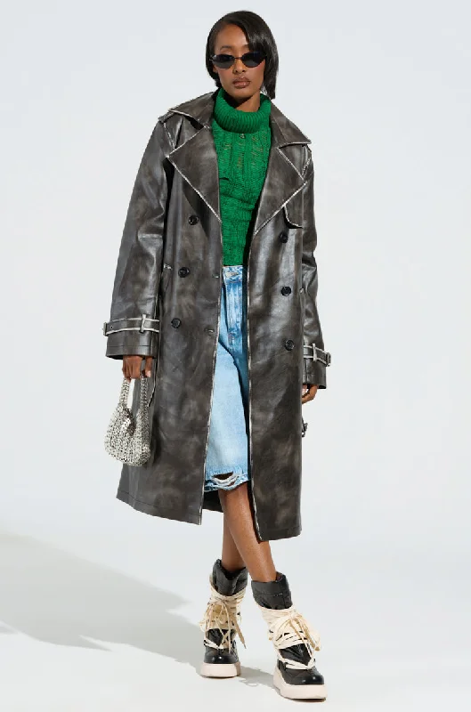 women's coats for those who seek both warmth and flairACID RAP FAUX LEATHER TRENCH