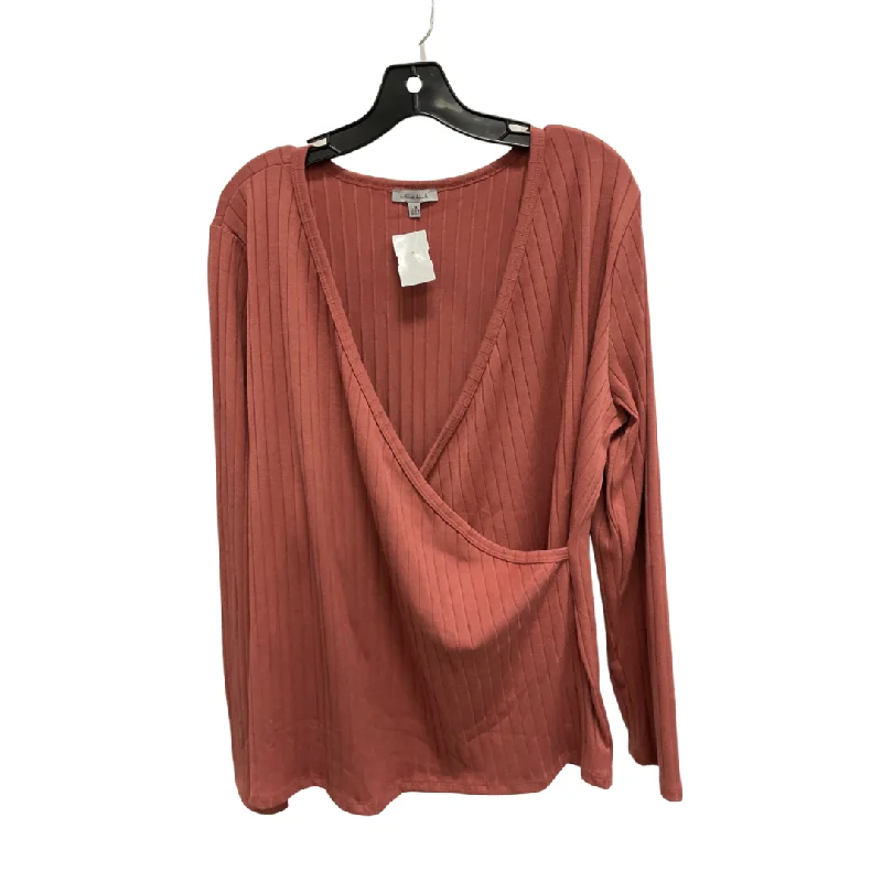 women's tops with unique designsTop Long Sleeve By White Birch In Pink, Size: 2x