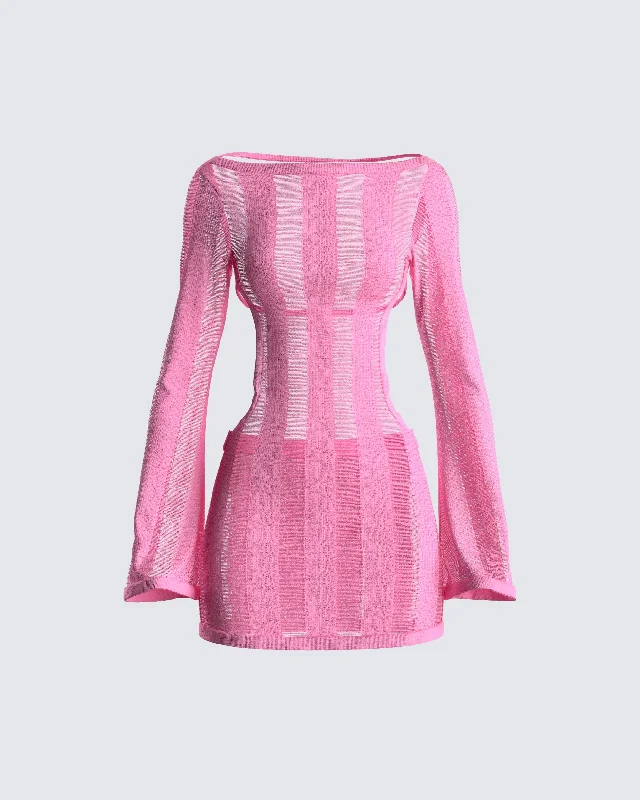 Plunging Neckline DressMindy Pink Mini Dress