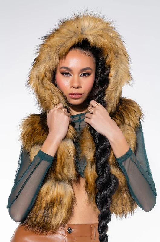 women's coats for ice skatingGRACELLE MINI FAUX FUR VEST