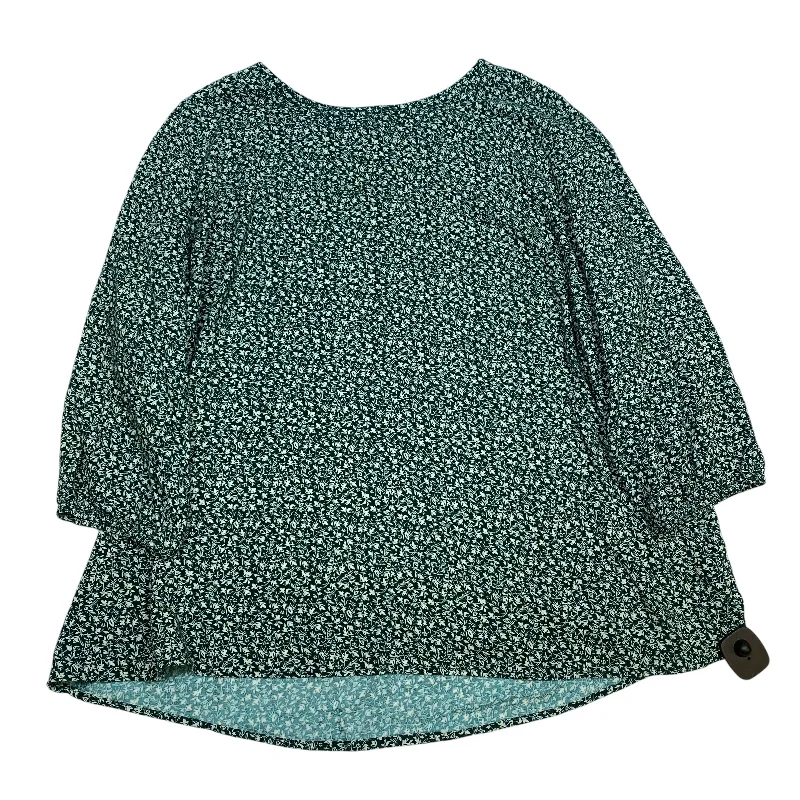 women's tops with sheer overlaysTop Long Sleeve By Croft And Barrow In Green, Size: 2x