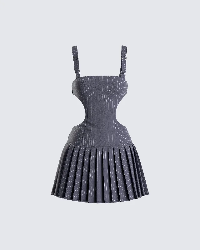 Spaghetti Strap DressSamus Grey Pinstripe Mini Dress