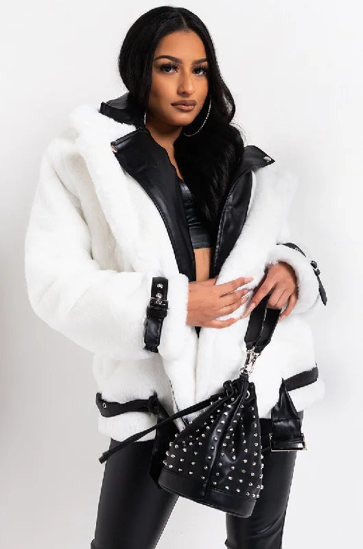 women's coats that offer both functionality and fashion-forward flairMONTEGO FAUX FUR BIKER JACKET