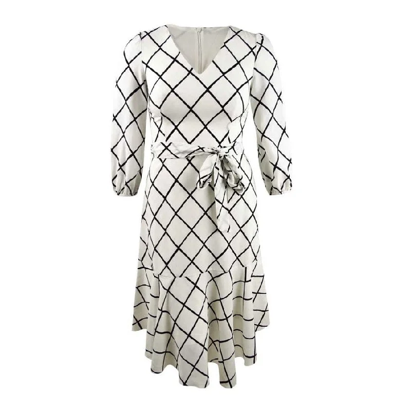 Bohemian DressJessica Howard Women's Plaid Flounce-Hem Midi Dress