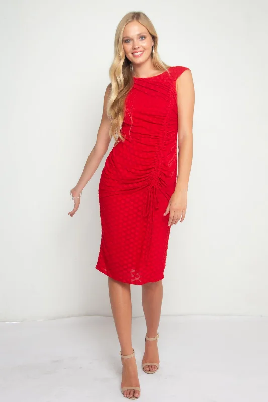 Shift DressUrchin Cinched Midi Dress – Red