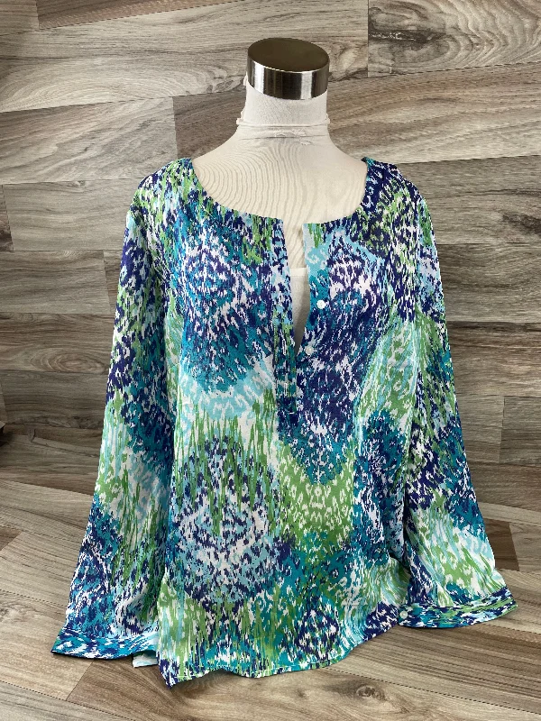 women's tops for those who seek both style and comfortTop Long Sleeve By Liz Claiborne In Blue & Green, Size: Xlp