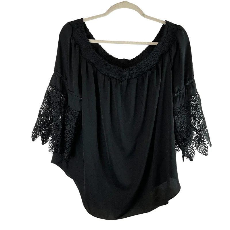 women's tops for evening soireesTop Long Sleeve Basic By Cato In Black, Size: 3x