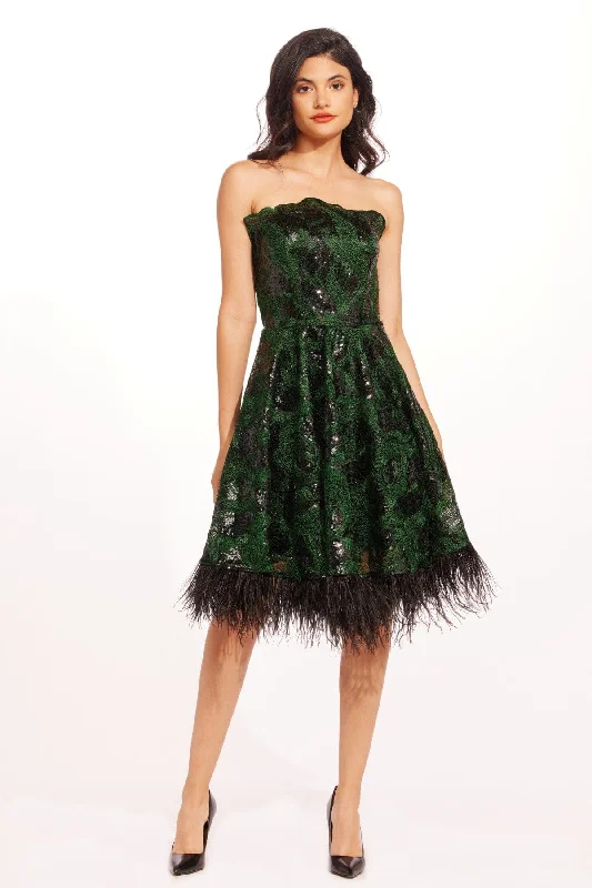 women's party dressesAlma Strapless Midi Dress - Christmas Green