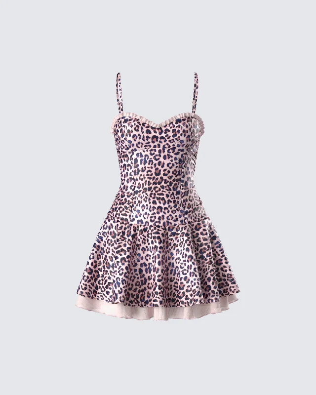 Peter Pan Collar DressMaxima Brown Leopard Print Mini Dress