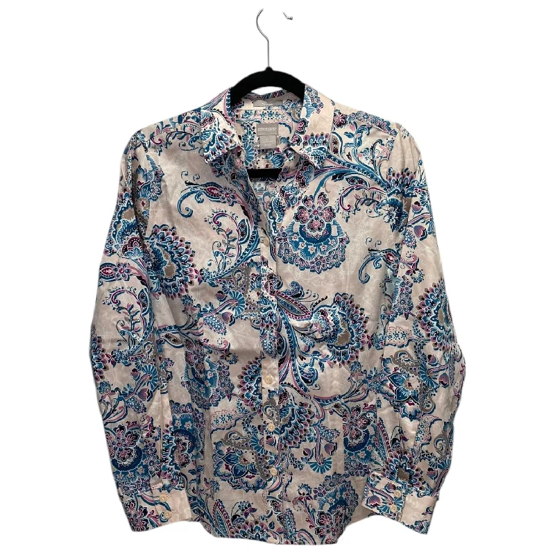 women's tops for those who want to add a bit of flair and personality to their looksTop Long Sleeve By Chicos In Paisley Print, Size: M