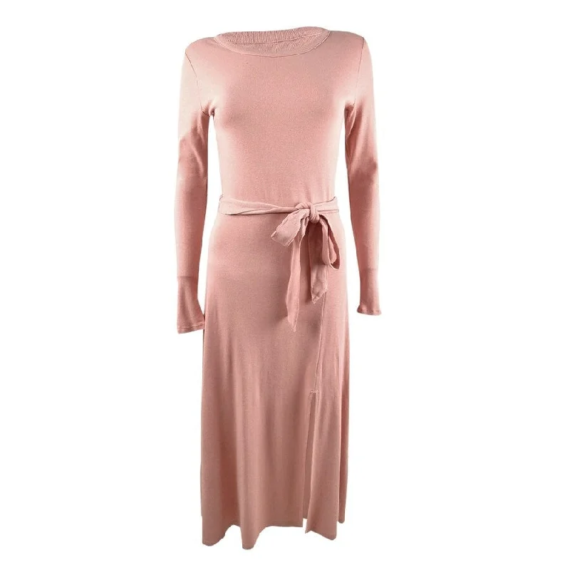 Denim DressLauren Ralph Lauren Women's Ribbed Long Sleeve Midi Dress (XL, Pale Pink)