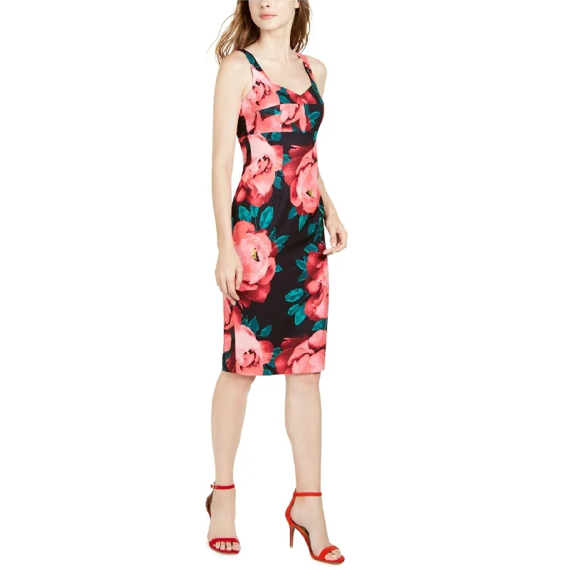 women's custom dressesTrina Turk Womens Sweetheart Floral-Print Midi Dress, Black, 6