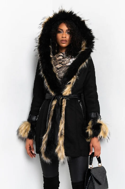 casual women's coatsCATALINA MIX FAUX FUR LONG DRESSY COAT