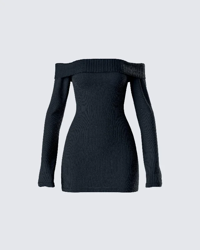 Neon DressAbeni Black Sweater Mini Dress