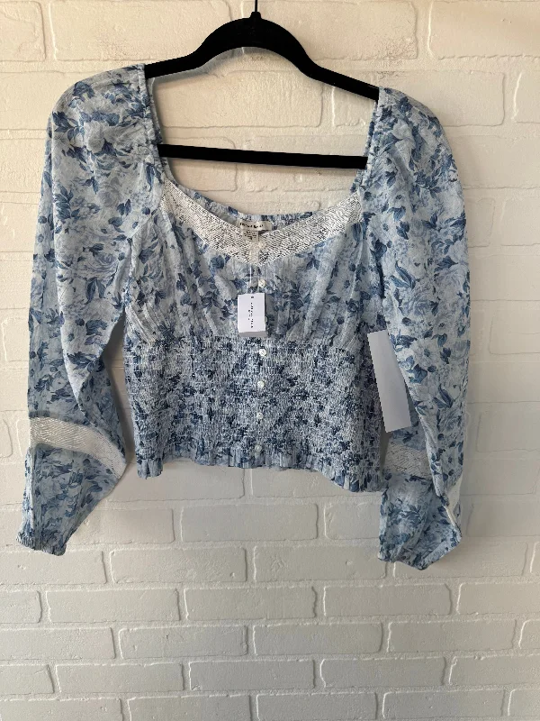 women's tops with cold-shoulder cutsTop Long Sleeve By American Eagle In Blue, Size: S