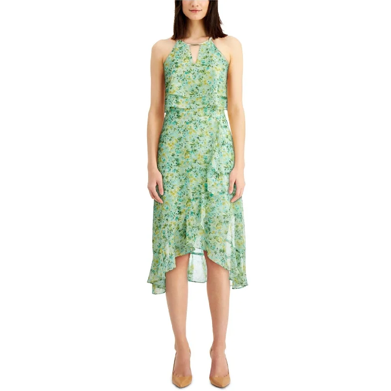 women's solid color dressesKensie Womens Floral Layered Midi Dress