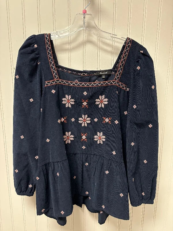 women's tops for vintage fashion enthusiastsTop Long Sleeve By Madewell In Navy, Size: L