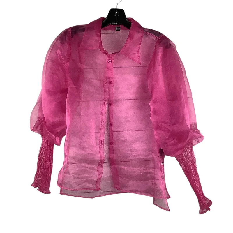 women's tops with built-in brasTop Long Sleeve By Clothes Mentor In Pink, Size: M