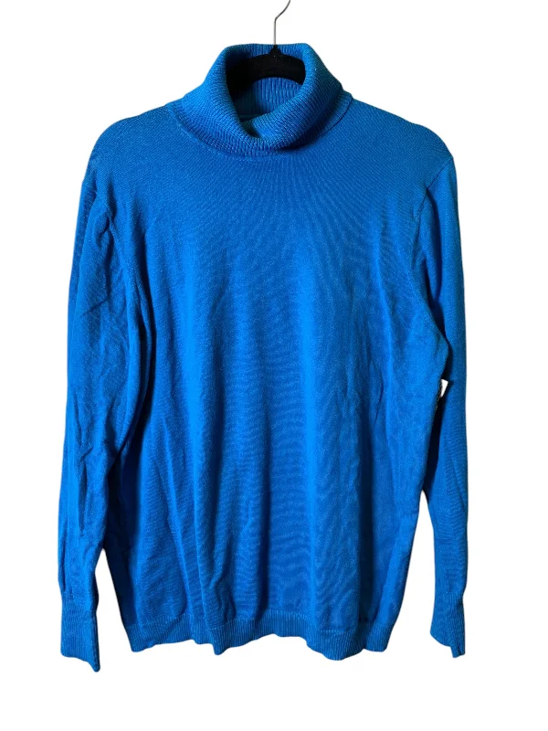 women's tops with built-in brasTop Long Sleeve Basic By Gap In Blue, Size: Xxl