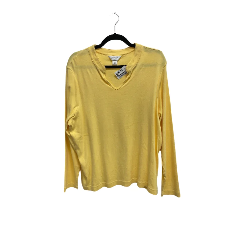 affordable women's topsTop Long Sleeve By Cj Banks In Yellow, Size: 1x