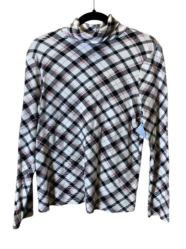 women's tops for picnics in the parkTop Long Sleeve Basic By Charter Club In Plaid Pattern, Size: M