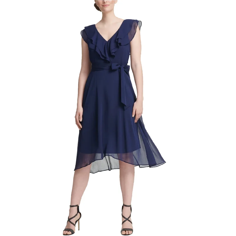 Pastel DressDKNY Womens Ruffle Midi Dress, Blue, 16