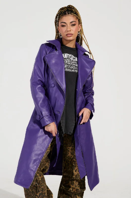 women's coats made in ethical factoriesSANDO ZIPPER TRIM TRENCH IN PURPLE