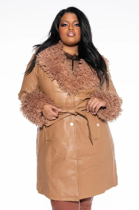 parkas for womenPLUS MOHAIR CAMEL TRENCH