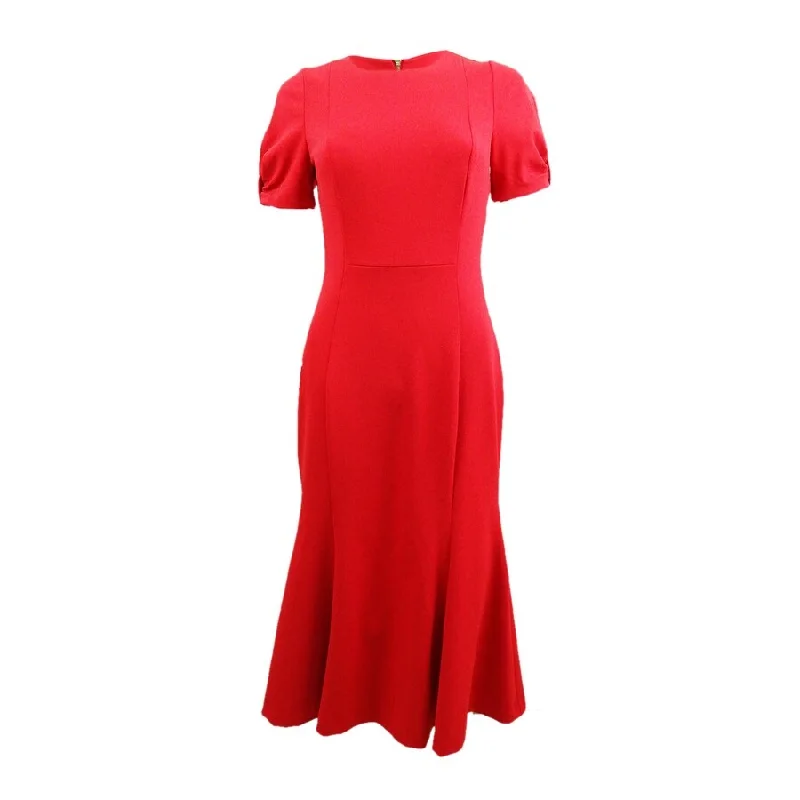 women's maternity dressesCalvin Klein Women's Trumpet Knot Sleeve Midi Dress (2, Red)