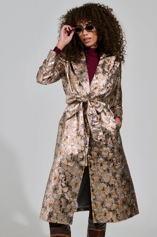 women's coats with pocketsCITY LIGHTS BROCADE TRENCH