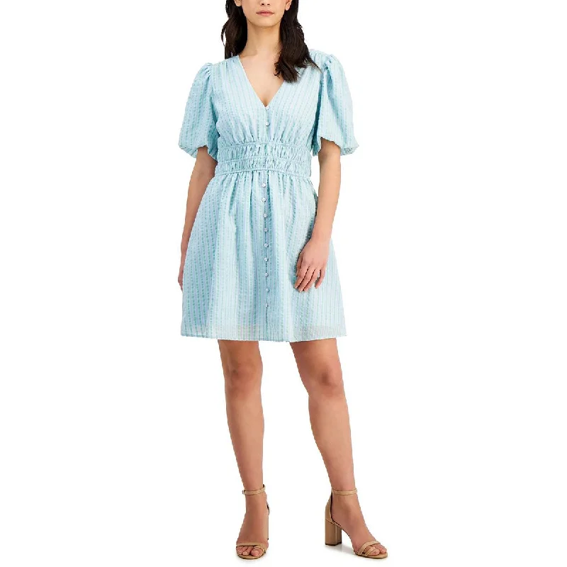 women's wedding guest dressesKit & Sky Womens Mini V-Neck Shift Dress