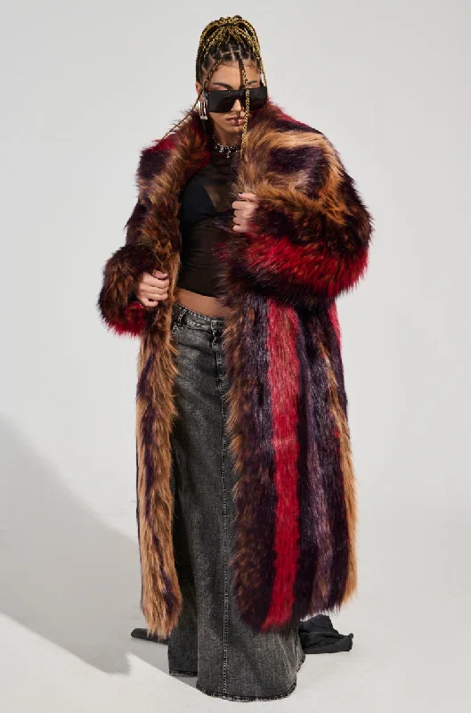 women's coats for everyday wear and tearSUNDAY STRIPED FUR COAT