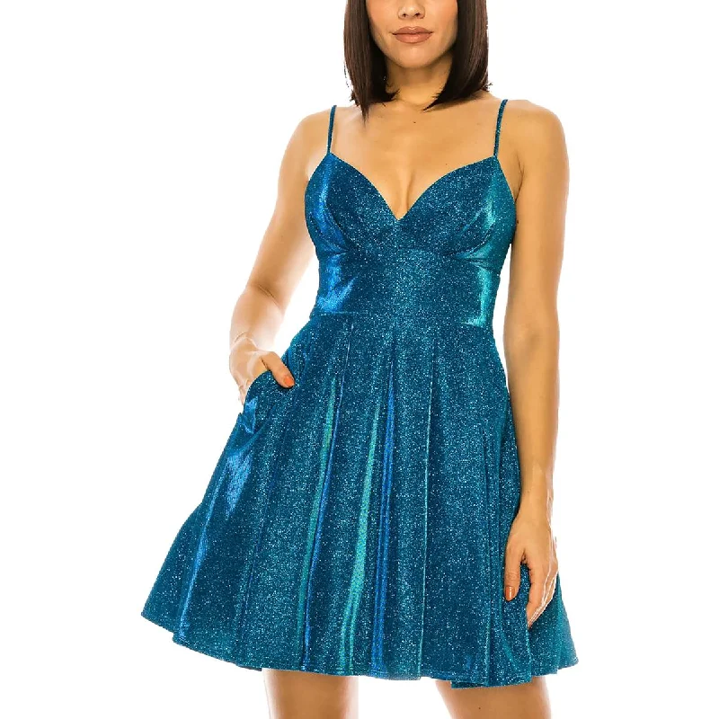 Designer DressBee Darlin Womens Juniors Glitter Mini Cocktail and Party Dress