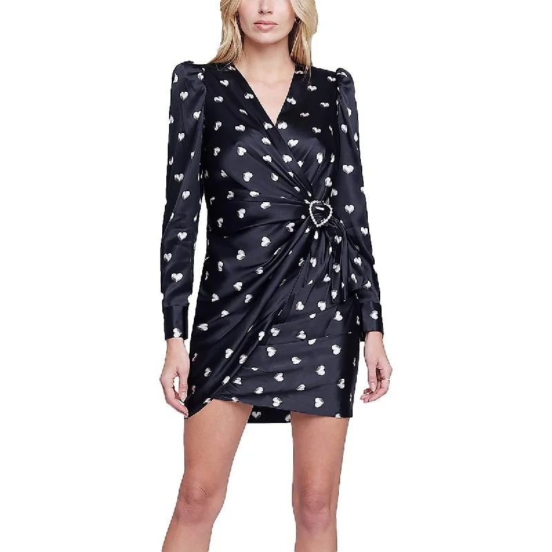 Plunging Neckline DressL'Agence Womens Clarice Printed Mini Wrap Dress