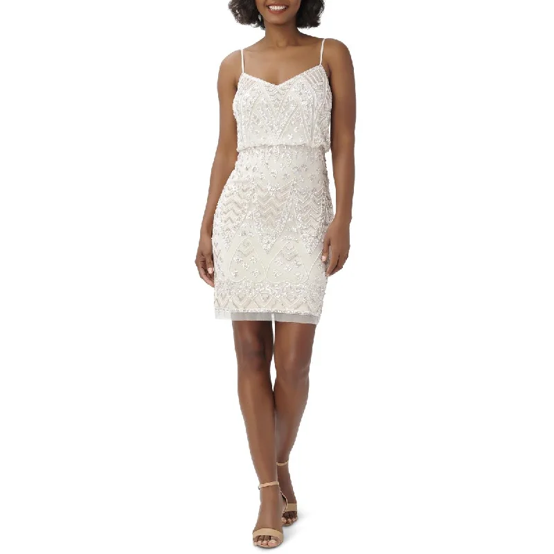 women's versatile dressesAdrianna Papell Womens Beaded Mini Cocktail and Party Dress