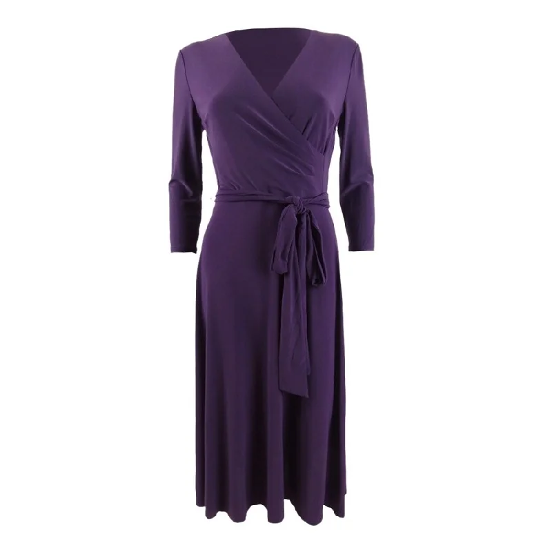 women's bespoke dressesLauren Ralph Lauren Women's Belted Surplice Midi Dress