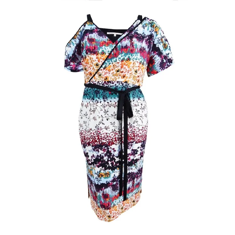 women's cotton dressesRachel Roy Women's Cold-Shoulder Printed Midi Dress