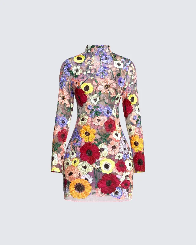 women's A-line dressesFlora Flower Mini Dress