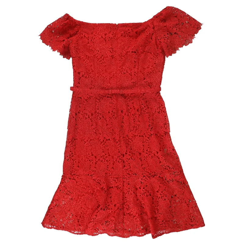 Custom DressRalph Lauren Womens Lace Midi Dress, Red, 10