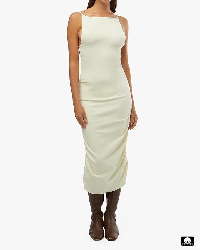 Body-Hugging DressRuched High Neck Midi Dress